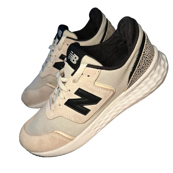 NEW BALANCE FRESH FOAM X-70 SNEAKERS CREAM & BLACK ANIMAL PRINT, SIZE 8 - Picture 3 of 8